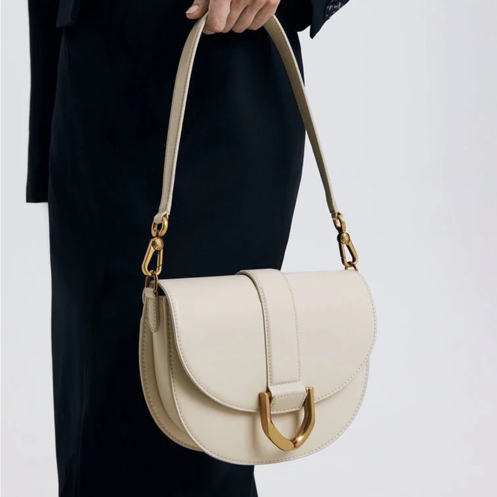 Charles & Keith Gabine Saddle Bag - Cream Medium